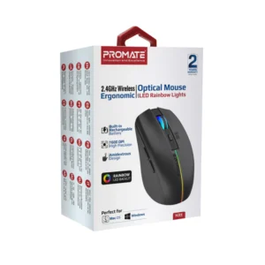 2.4GHz Wireless Ergonomic Optical Mouse with LED Rainbow Lights